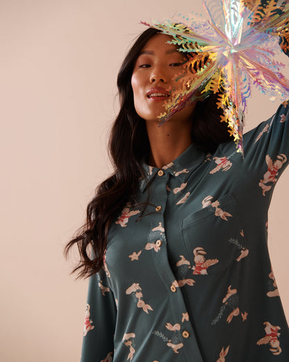 Rabbit Print Super Soft Button-down Shirt_40100660_P40392_04