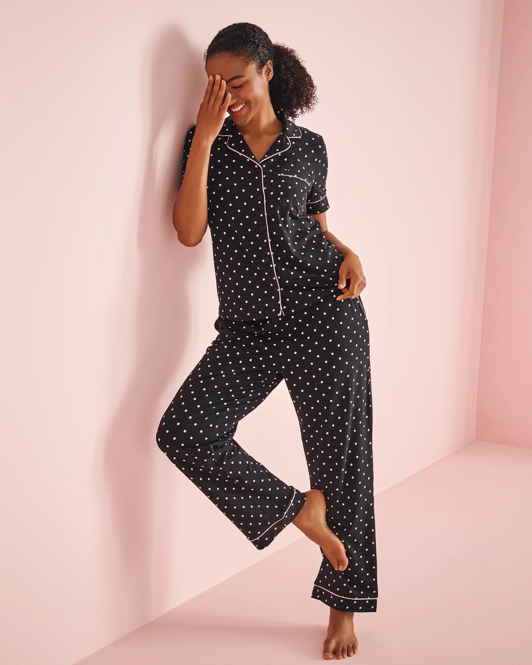 La Vie en Rose_Cotton Short Sleeve Button-Down Shirt_40100676_P00403_05