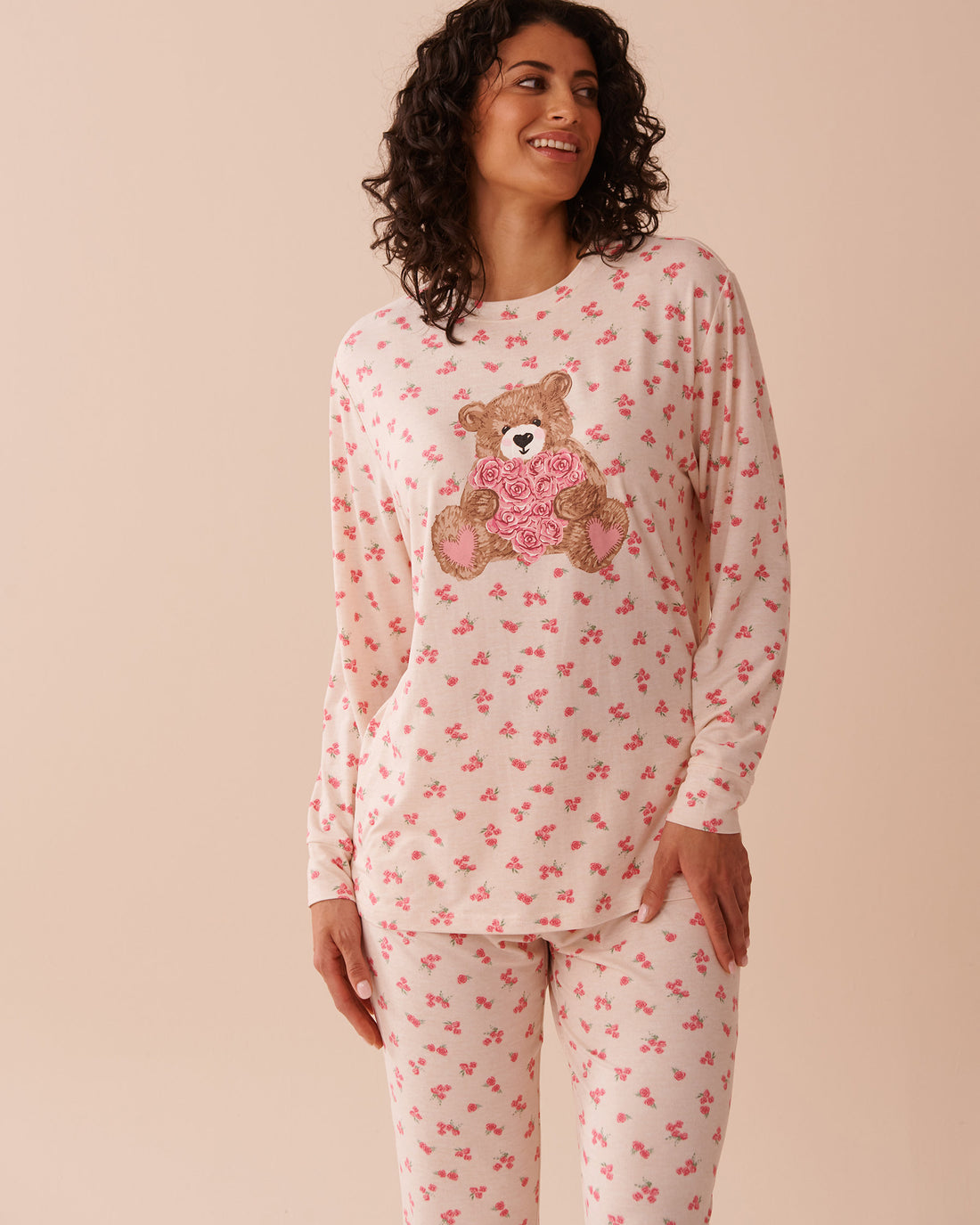La Vie en Rose_Teddy Bear and Rose Print Super Soft Long Sleeve S_40100686_P20065_01