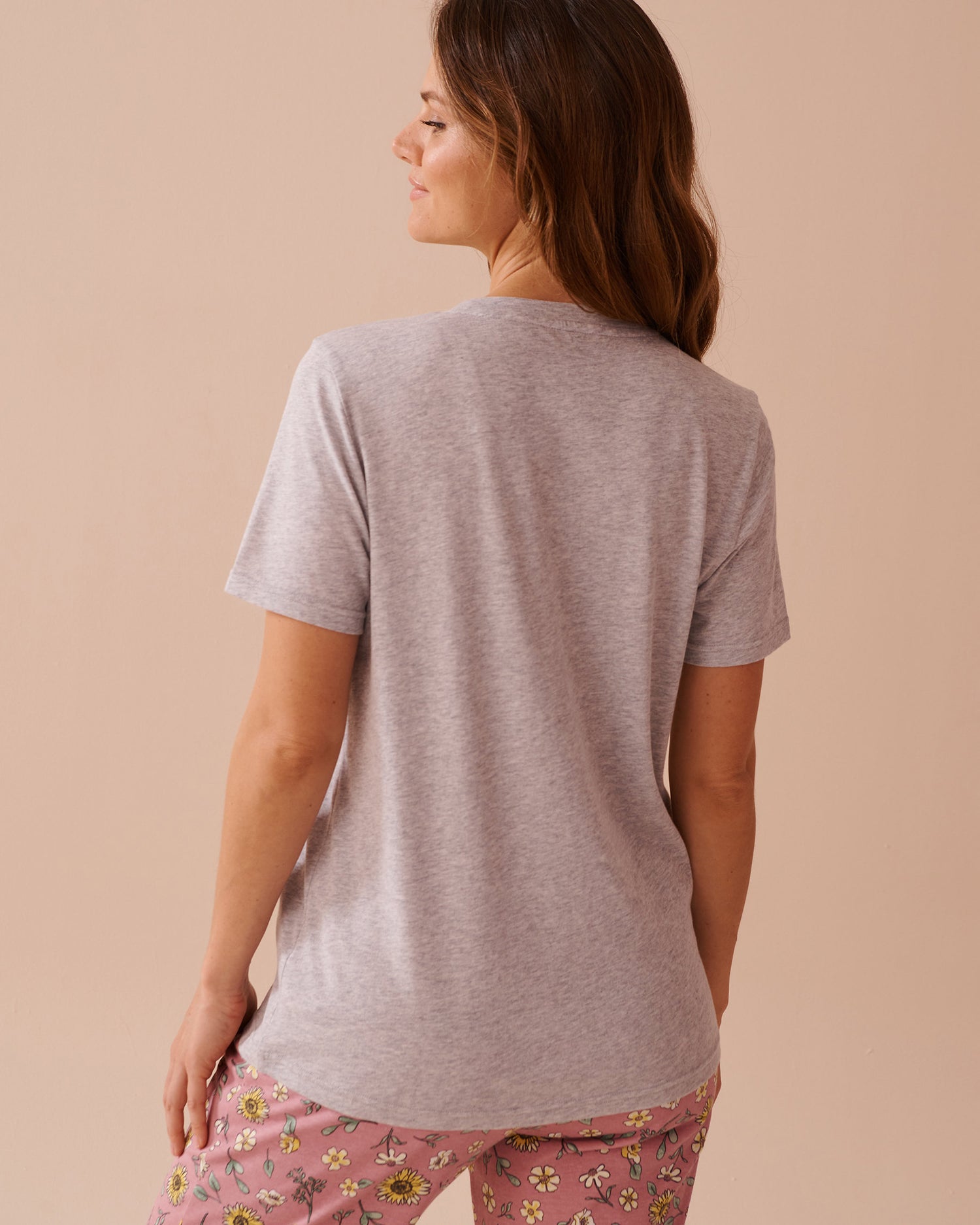 La Vie en Rose_Sunflower Print Cotton Crew Neck T-Shirt_40100693_00007_02