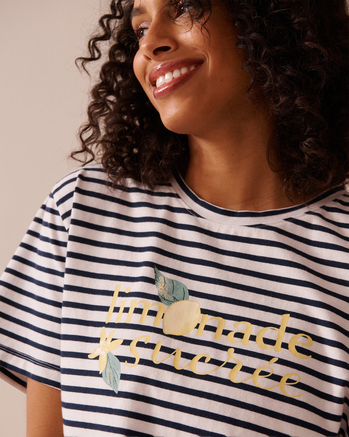 La Vie en Rose_Lemon Print and Stripes Cotton T-Shirt_40100694_P10479_03