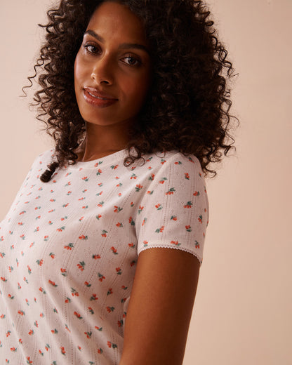 La Vie en Rose_Strawberry Print Lettuce Edge Pointelle T-Shirt_40100697_P10482_03