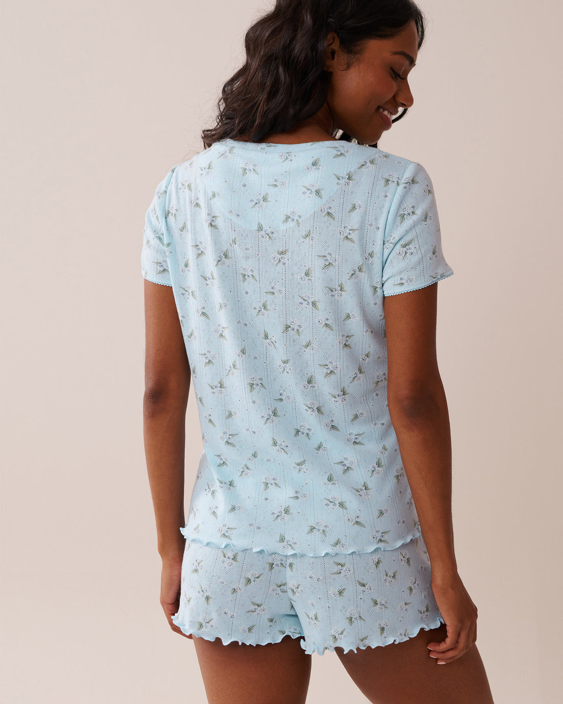 La Vie en Rose_Floral Print Lettuce Edge Pointelle T-Shirt_40100697_P40425_02