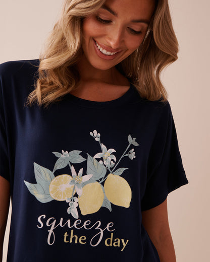 La Vie en Rose_Lemon Print Super Soft Loose Fit T-Shirt_40100716_40099_03