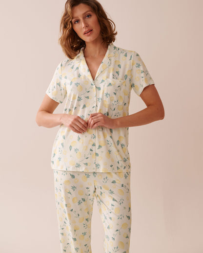 La Vie en Rose_Lemon Print Super Soft Button-Down Shirt_40100717_P10480_03