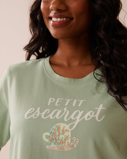 La Vie en Rose_Snail Print Crew Neck Cotton T-Shirt_40100726_30055_03