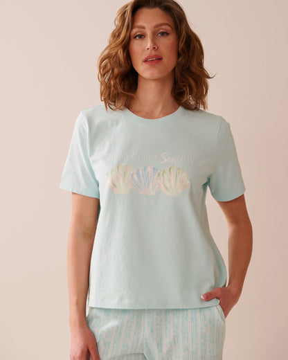 La Vie en Rose_Seashell Print Crew Neck Cotton T-Shirt_40100726_40090_03