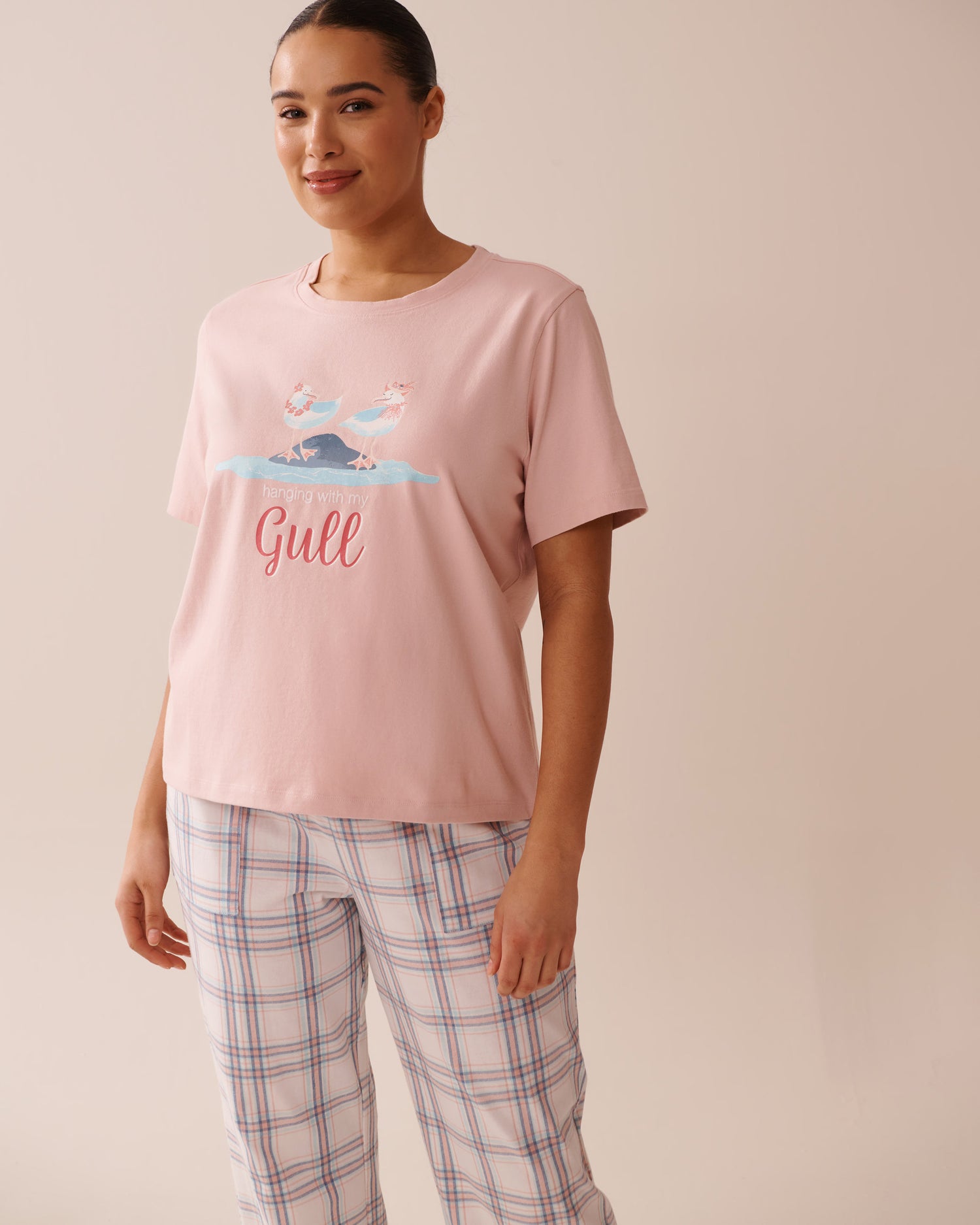 La Vie en Rose_Seagull Print Crew Neck Cotton T-Shirt_40100726_60059_01
