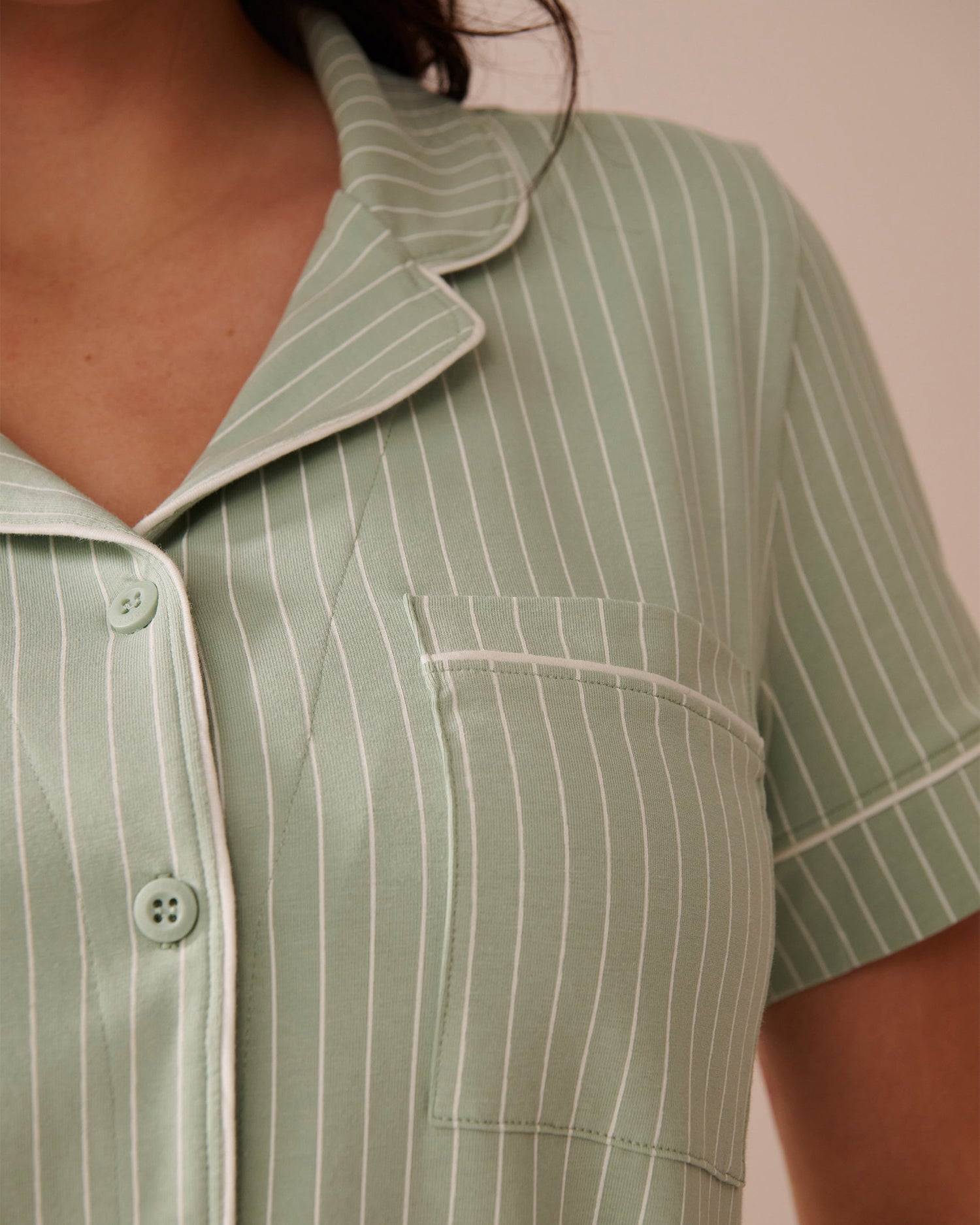 La Vie en Rose_Cotton Short Sleeve Button-down Shirt_40100728_P30118_03