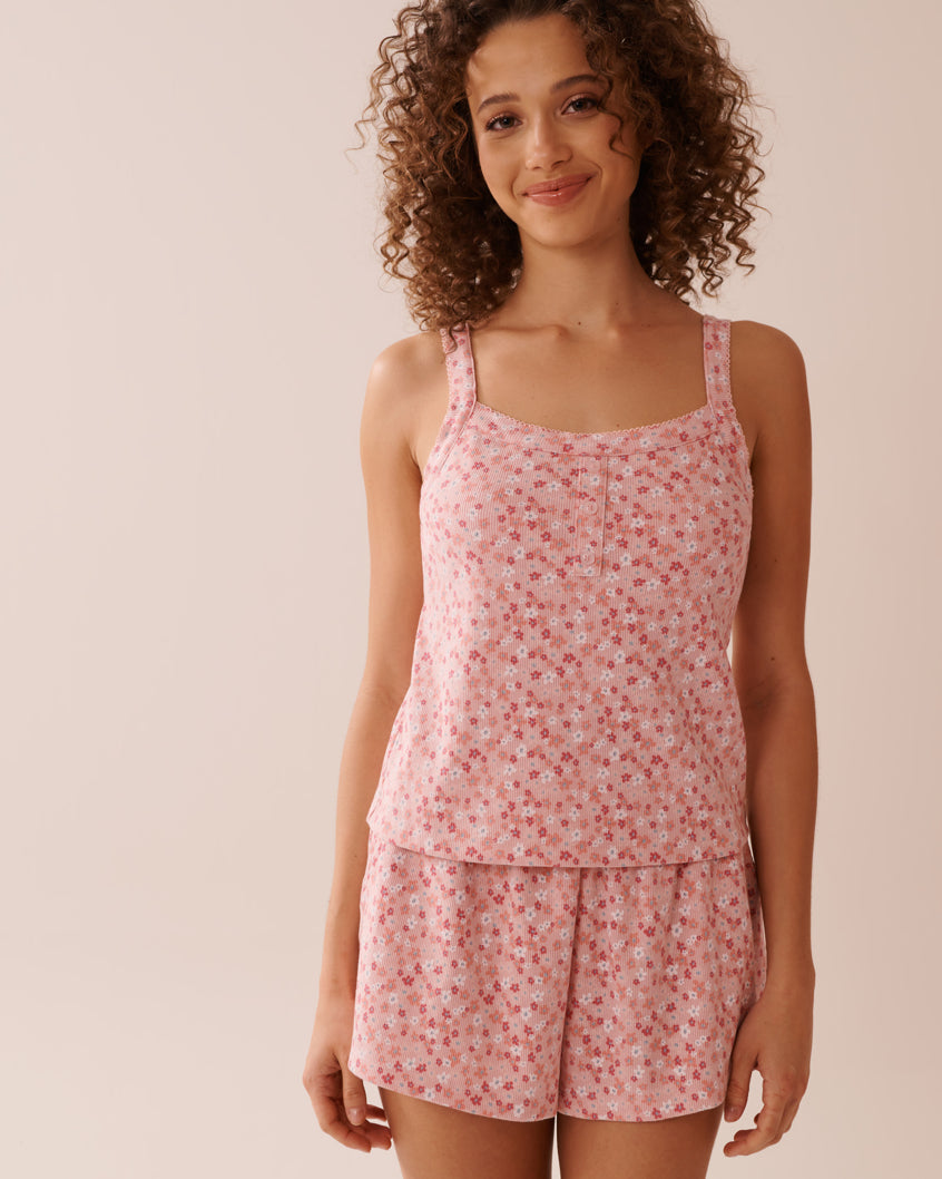 La Vie en Rose_Peachskin Ditsy_Ditsy Floral Print Ribbed Cami_40100730_P60360_01