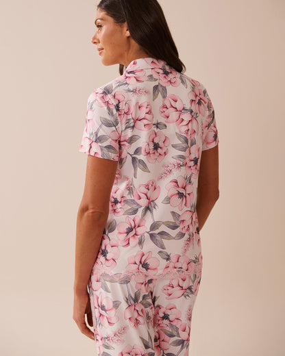 La Vie en Rose_Snow White Big Floral_Camellia Print Lace Trim Super Soft Button-Down Sh_40100750_P10512_02