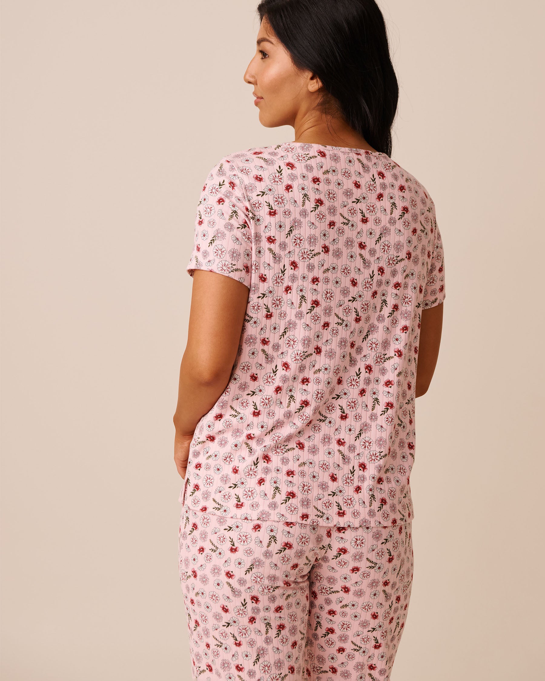 La Vie en Rose_Parfait Pink Ditsy_Pink Floral Print Ribbed Jersey T-shirt_40100760_P60389_02