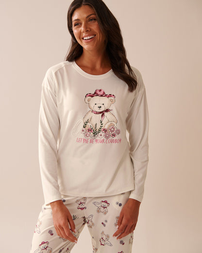 La Vie en Rose_Snow White_Cowboy Teddy Bear Print Super Soft Long Sleeve Shirt_40100762_10011_03