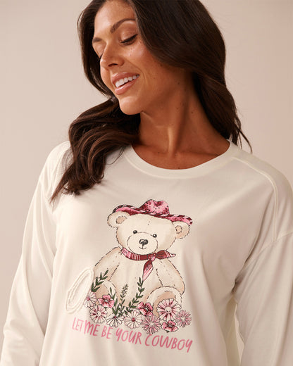 La Vie en Rose_Snow White_Cowboy Teddy Bear Print Super Soft Long Sleeve Shirt_40100762_10011_06