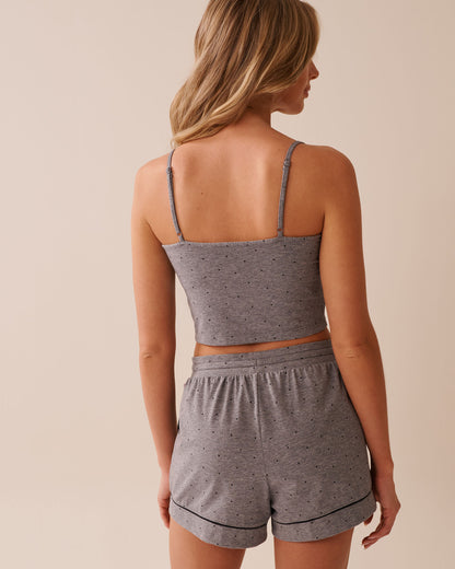 La Vie en Rose_Comfy Charcoal Grey Mix Dot_Cotton Crop Cami with Shelf Bra_40100763_P00432_02
