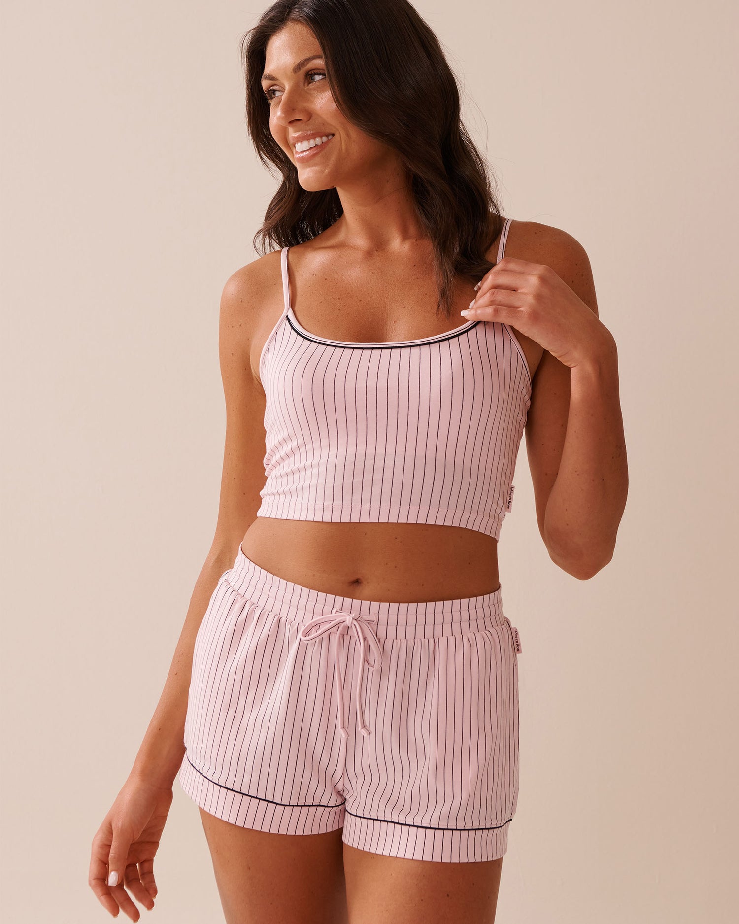 La Vie en Rose_Parfait Pink Pinstripe_Cotton Crop Cami_40100763_P60387_01