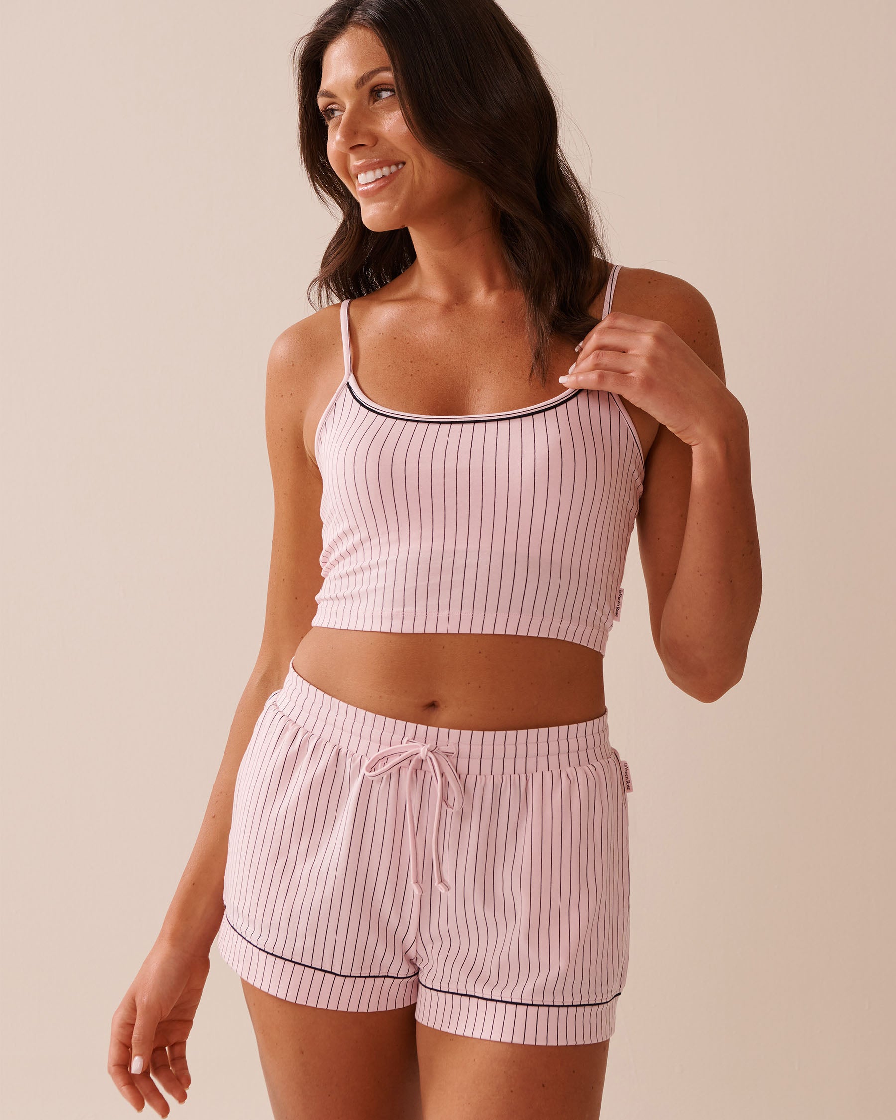 La Vie en Rose_Parfait Pink Pinstripe_Cotton Crop Cami_40100763_P60387_01