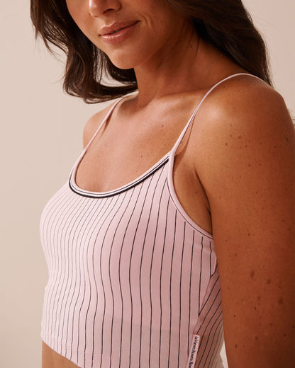 La Vie en Rose_Parfait Pink Pinstripe_Cotton Crop Cami_40100763_P60387_03