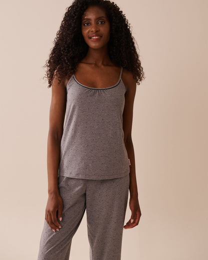La Vie en Rose_Comfy Charcoal Grey Mix Dot_Cotton Cami_40100764_P00432_01