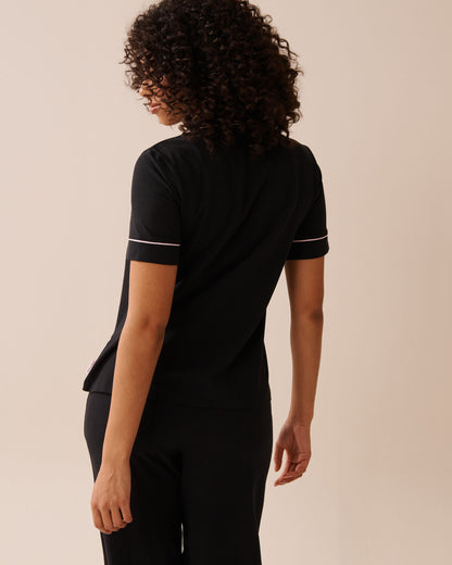 La Vie en Rose_Black Beauty_Cotton Short Sleeve Button-Down Shirt_40100765_00001_02