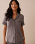 La Vie en Rose_Comfy Charcoal Grey Mix Dot_Cotton Short Sleeve Button-Down Shirt_40100765_P00432_01