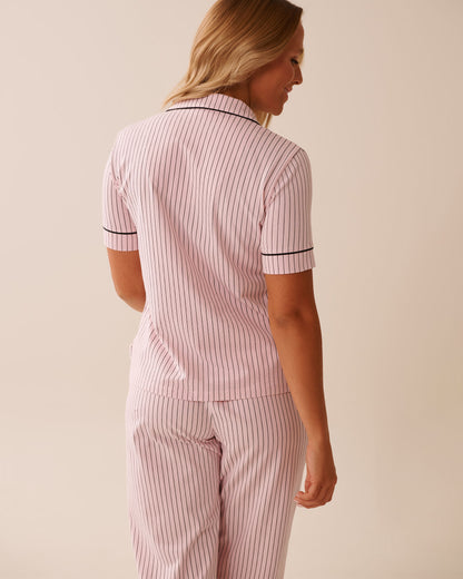 La Vie en Rose_Parfait Pink Pinstripe_Cotton Short Sleeve Button-Down Shirt_40100765_P60387_04