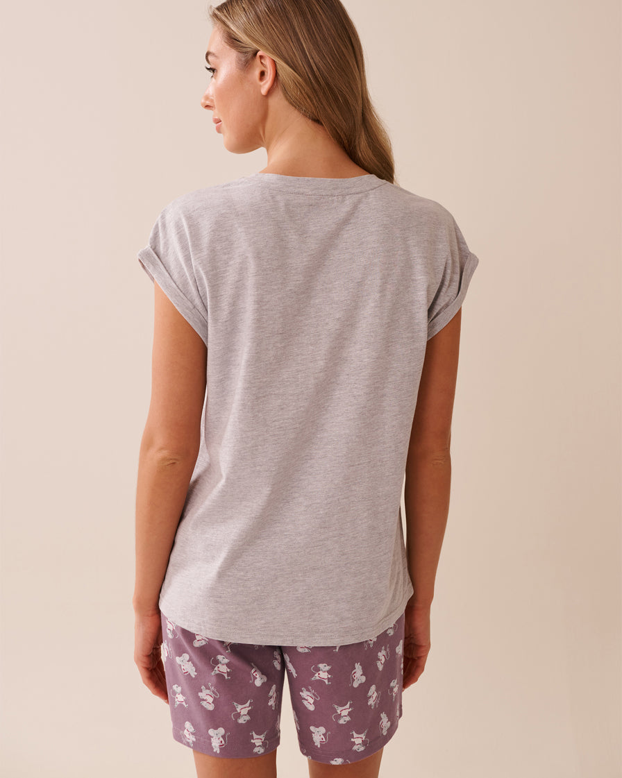 La Vie en Rose_Comfy Grey Mix_Mouse Print Cotton Crew Neck T-shirt_40100767_00007_02
