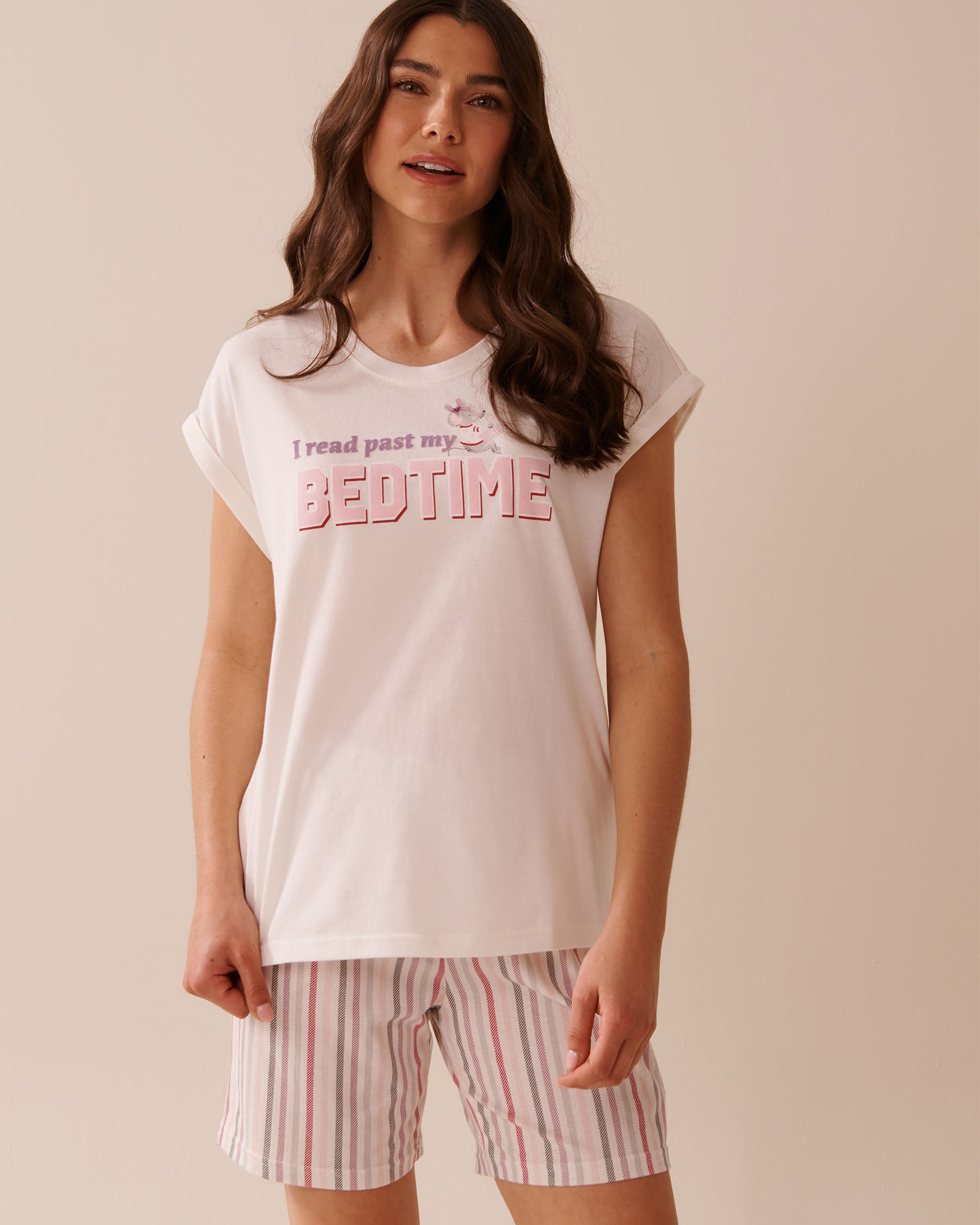 La Vie en Rose_Snow White_Mouse Print Cotton Crew Neck T-shirt_40100767_10011_01