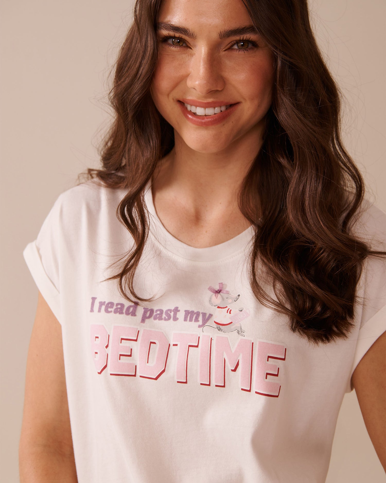 La Vie en Rose_Snow White_Mouse Print Cotton Crew Neck T-shirt_40100767_10011_03