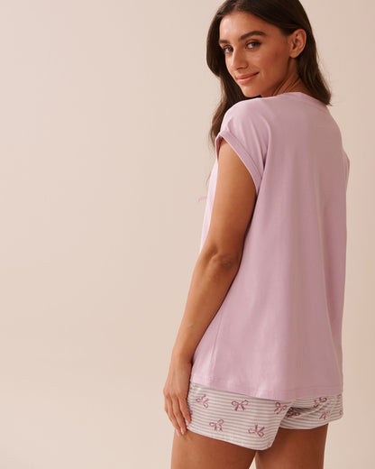 La Vie en Rose_Lavender Frost_Bow Print Cotton Crew Neck T-shirt_40100767_50057_02