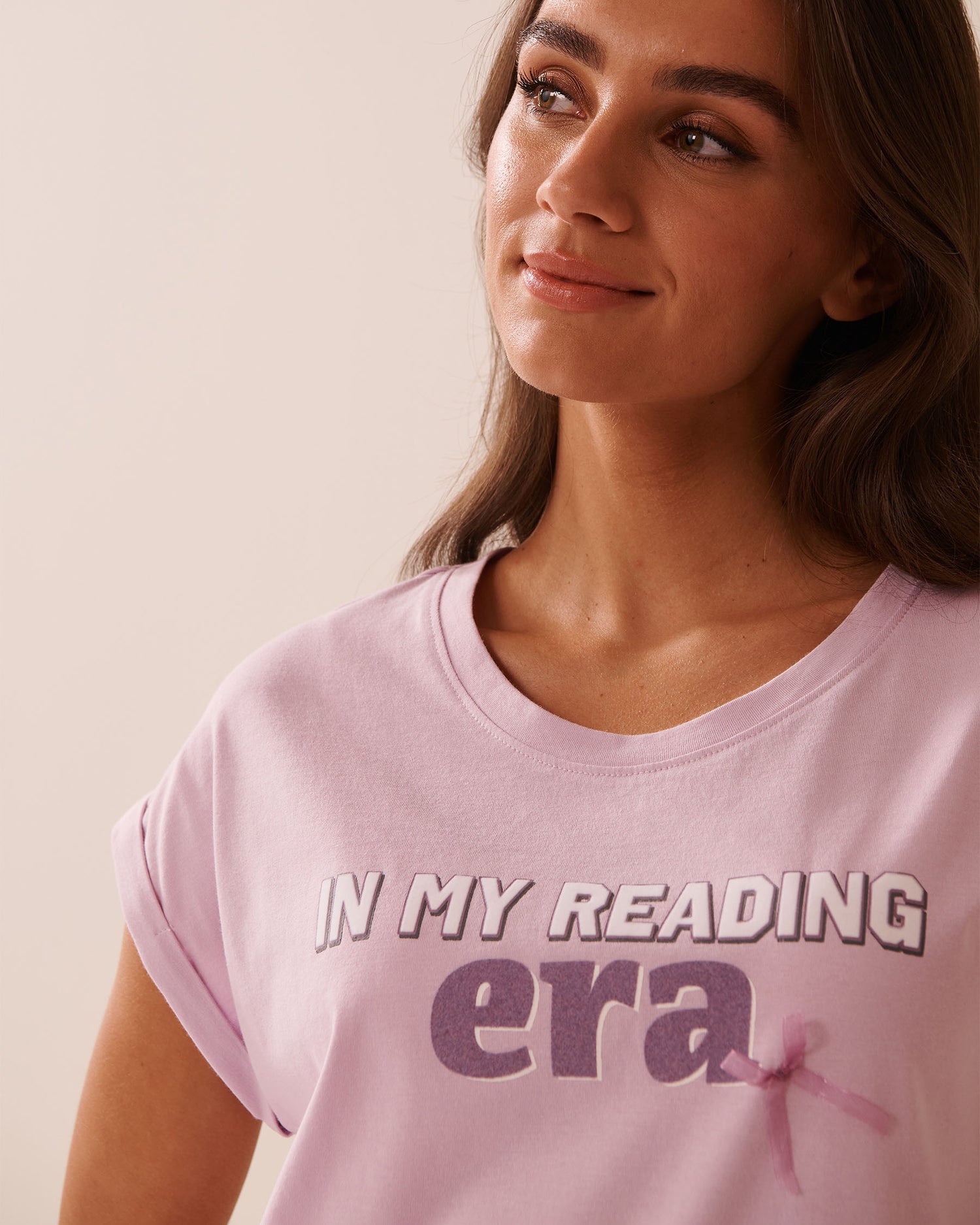 La Vie en Rose_Lavender Frost_Bow Print Cotton Crew Neck T-shirt_40100767_50057_03