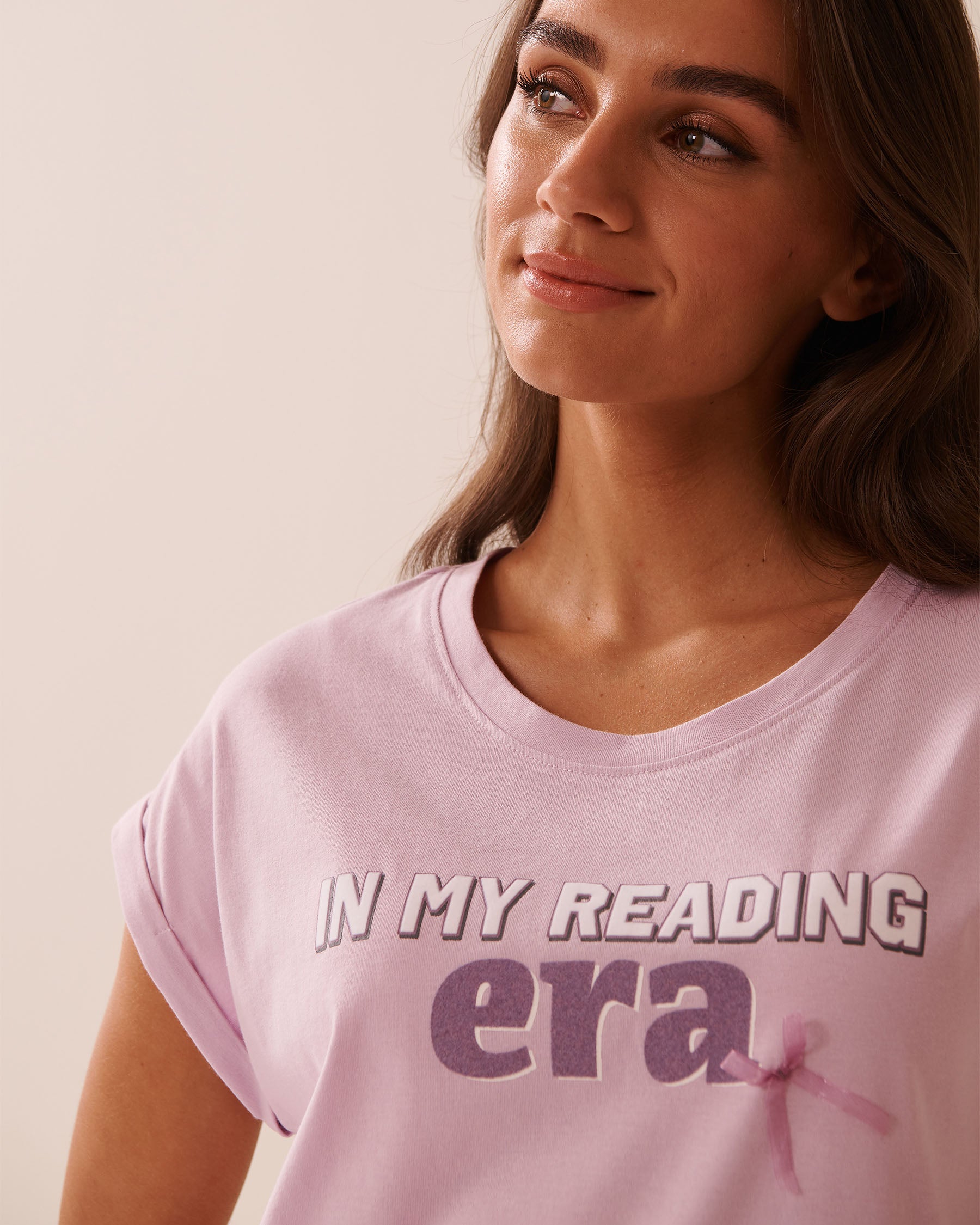 La Vie en Rose_Lavender Frost_Bow Print Cotton Crew Neck T-shirt_40100767_50057_03