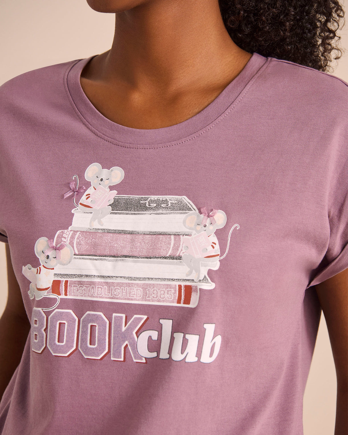 La Vie en Rose_Grapeade_Mouse Print Cotton Crew Neck T-shirt_40100767_50058_02