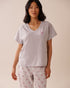 La Vie en Rose_Comfy Grey Mix_Bow Print Cotton V-neck T-shirt_40100768_00007_01