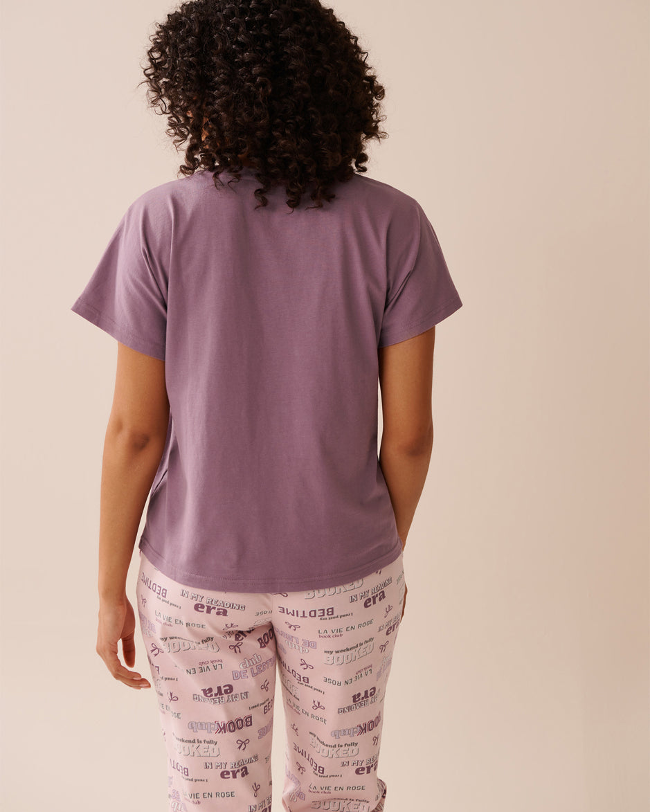 La Vie en Rose_Grapeade_Mouse Print Cotton V-neck T-shirt_40100768_50058_02