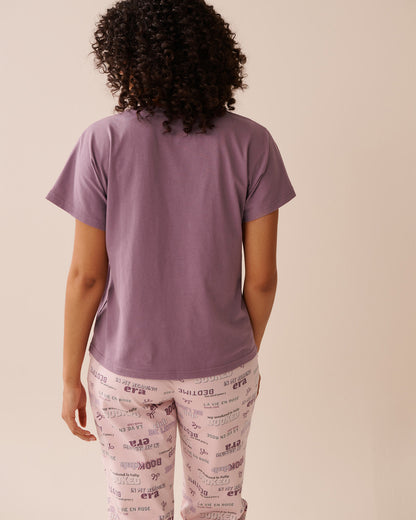 La Vie en Rose_Grapeade_Mouse Print Cotton V-neck T-shirt_40100768_50058_02