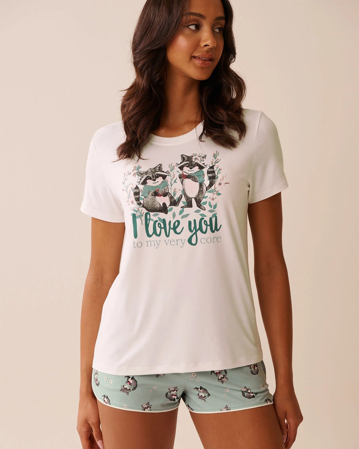 La Vie en Rose_Snow White_Raccoon Print Super Soft T-Shirt_40100773_10011_03