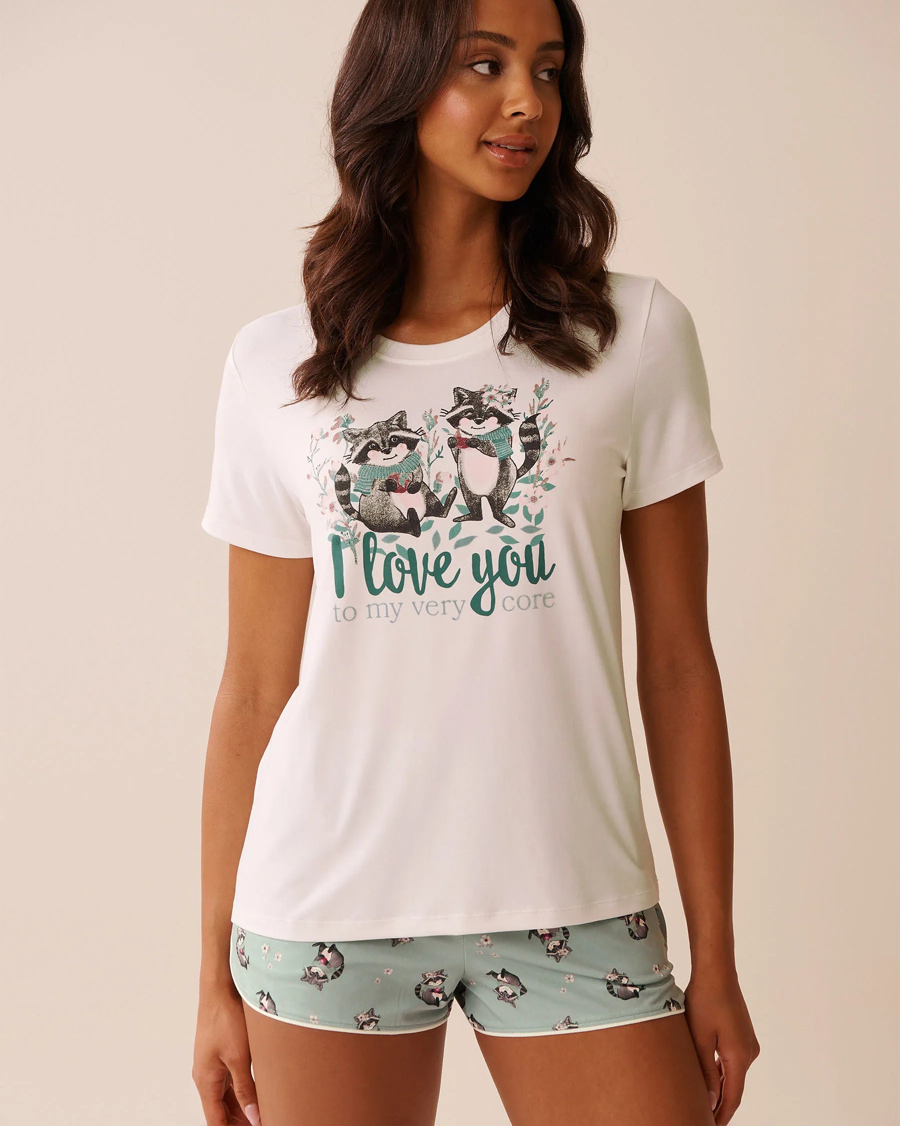 La Vie en Rose_Snow White_Raccoon Print Super Soft T-Shirt_40100773_10011_03