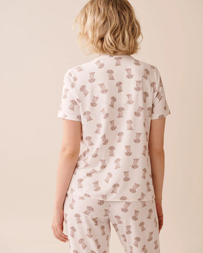 La Vie en Rose_Snow White Dachshund_Dachshund Print Super Soft Button-Down Shirt_40100774_P10524_02