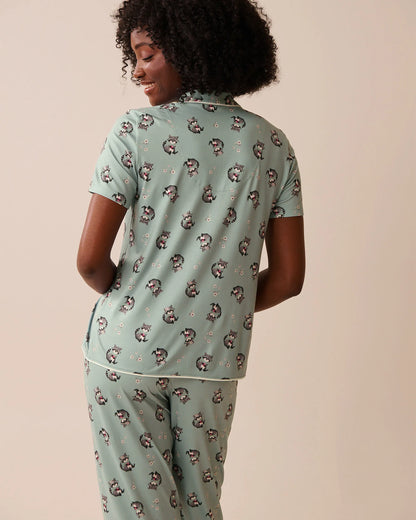 La Vie en Rose_Gray Mist Racoon_Raccoon Print Super Soft Button-Down Shirt_40100774_P40480_02