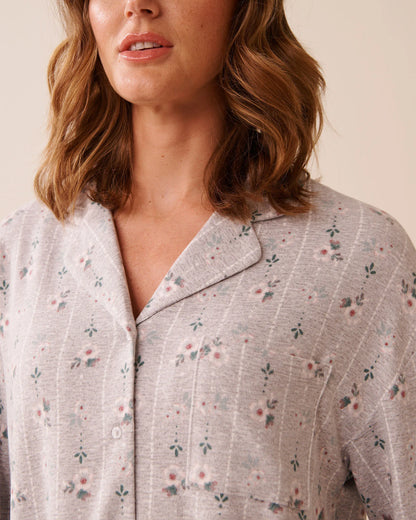 La Vie en Rose_Comfy Grey Mix Floral_Floral Print Recycled Fibers Button-Down Shirt_40100776_P00451_04