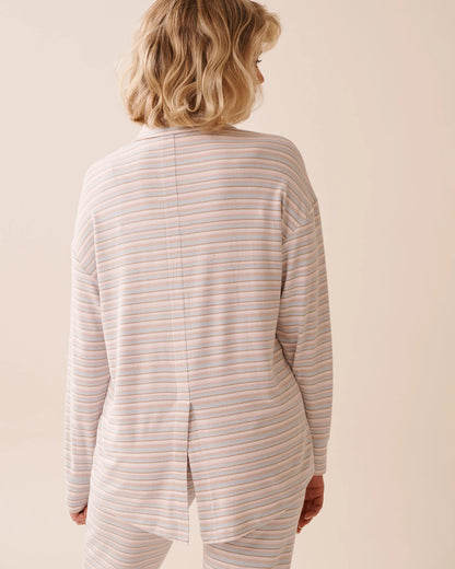 La Vie en Rose_Baby Blue Multistripe_Pastel Stripe Recycled Fibers Button-Down Shirt_40100776_P40483_02