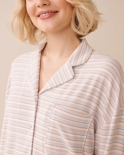La Vie en Rose_Baby Blue Multistripe_Pastel Stripe Recycled Fibers Button-Down Shirt_40100776_P40483_03