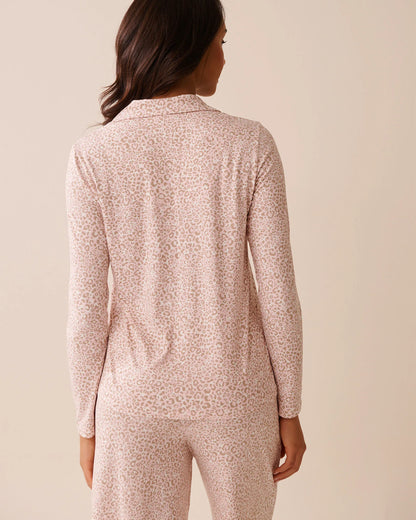 La Vie en Rose_Pale Lilac Leopard_Pink Leopard Print Super Soft Button-Down Shirt_40100780_P50099_01