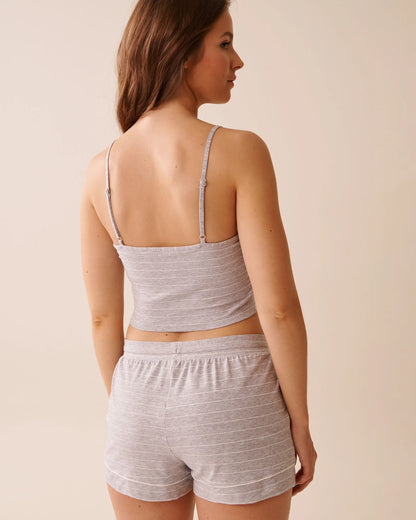 La Vie en Rose_Comfy Grey Mix Big Stripe_Cotton Crop Cami with Shelf Bra_40100782_P00452_02