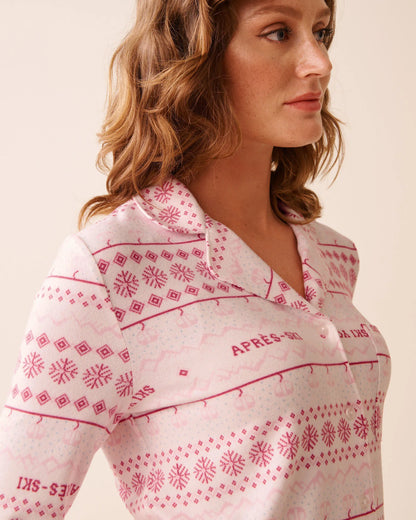 La Vie en Rose_Ski You Later Nordic_Pink Fair Isle Print Recycled Fibers Button-down S_40100793_P10554_03