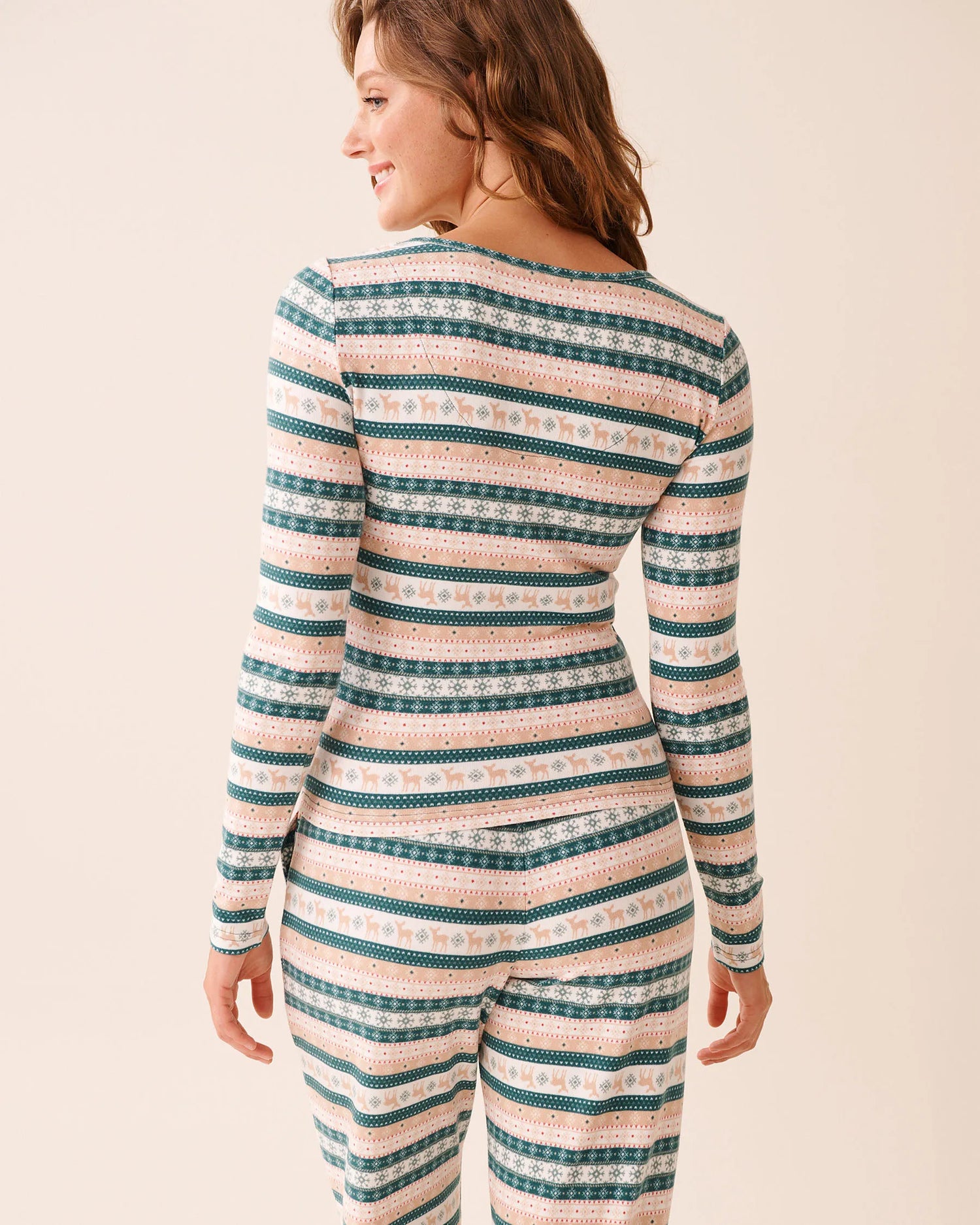 La Vie en Rose_Botanical Garden Deer Stripe_Deer Print Recycled Fibers Long Sleeve Shirt_40100795_P30133_02