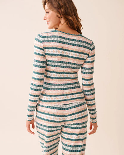 La Vie en Rose_Botanical Garden Deer Stripe_Deer Print Recycled Fibers Long Sleeve Shirt_40100795_P30133_02