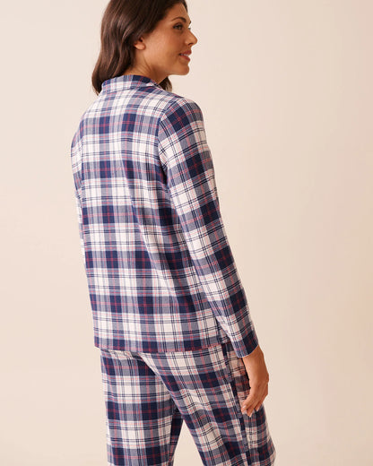 La Vie en Rose_Stonewash Plaid_Blue Plaid Recycled Fibers Button-down Shirt_40100796_P40521_02