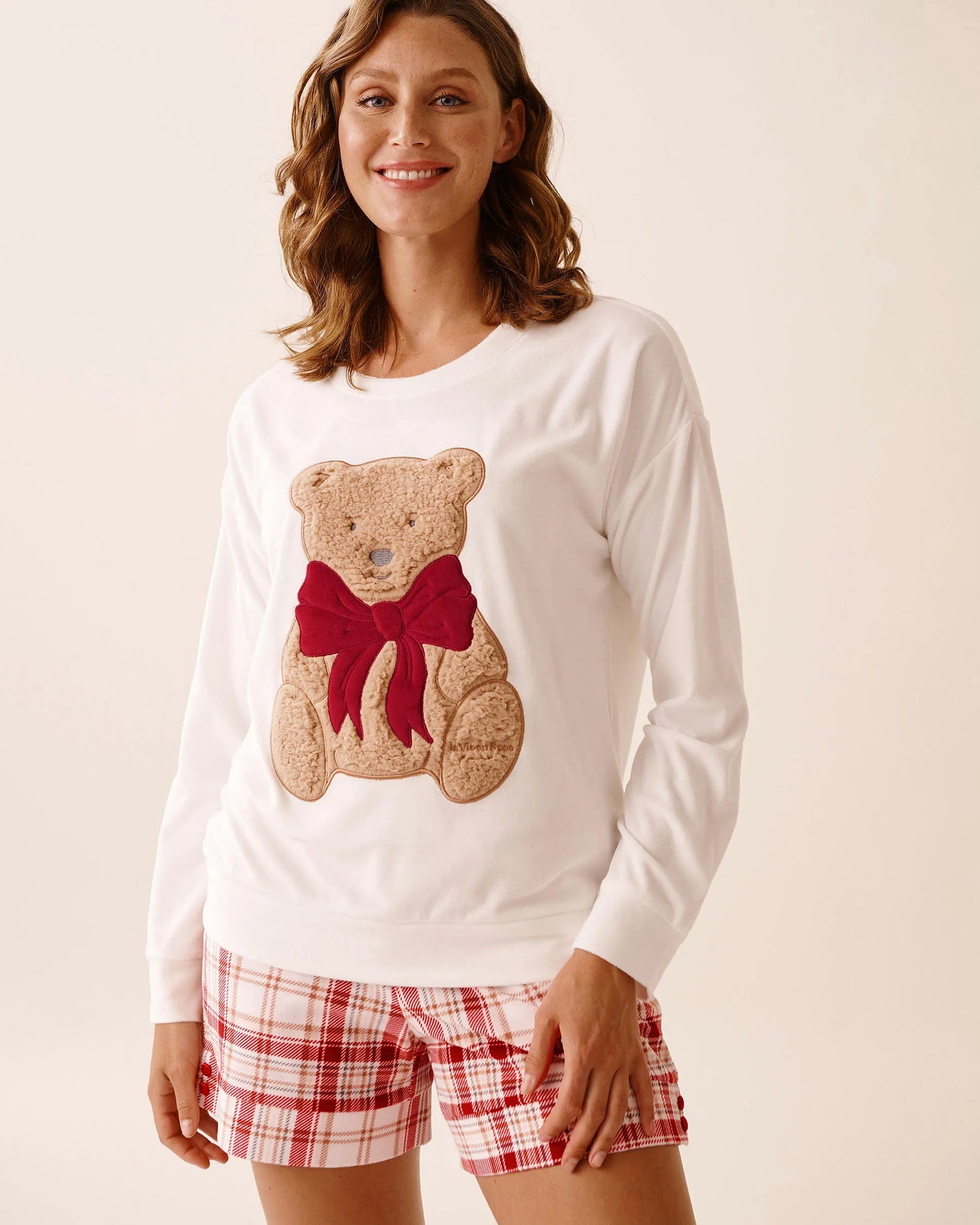 La Vie en Rose_Snow White_Teddy Bear Soft Velour Long Sleeve Shirt_40100798_10011_01